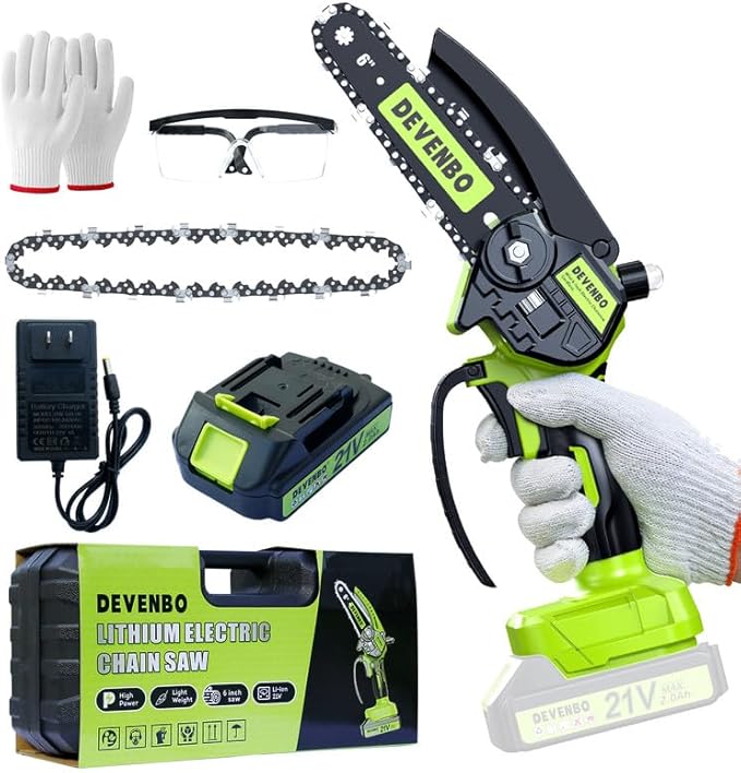 Mini Chainsaw 6 Inch, Hand Saw with 1PCS 2000mAh